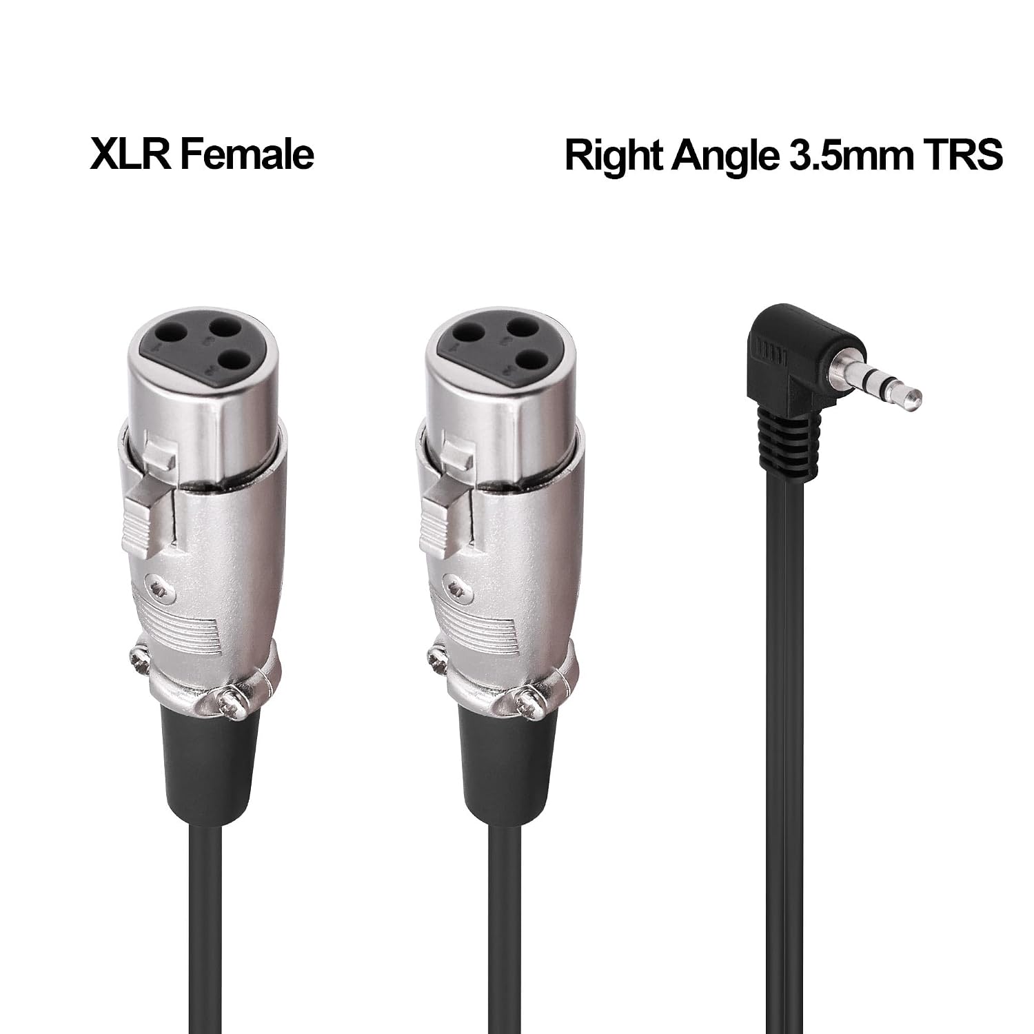 Detalle 2 de YARCHONN 01-120 3.5mm TRS to Dual XLR Female Y-Splitter Cable, Right-Angle Plug