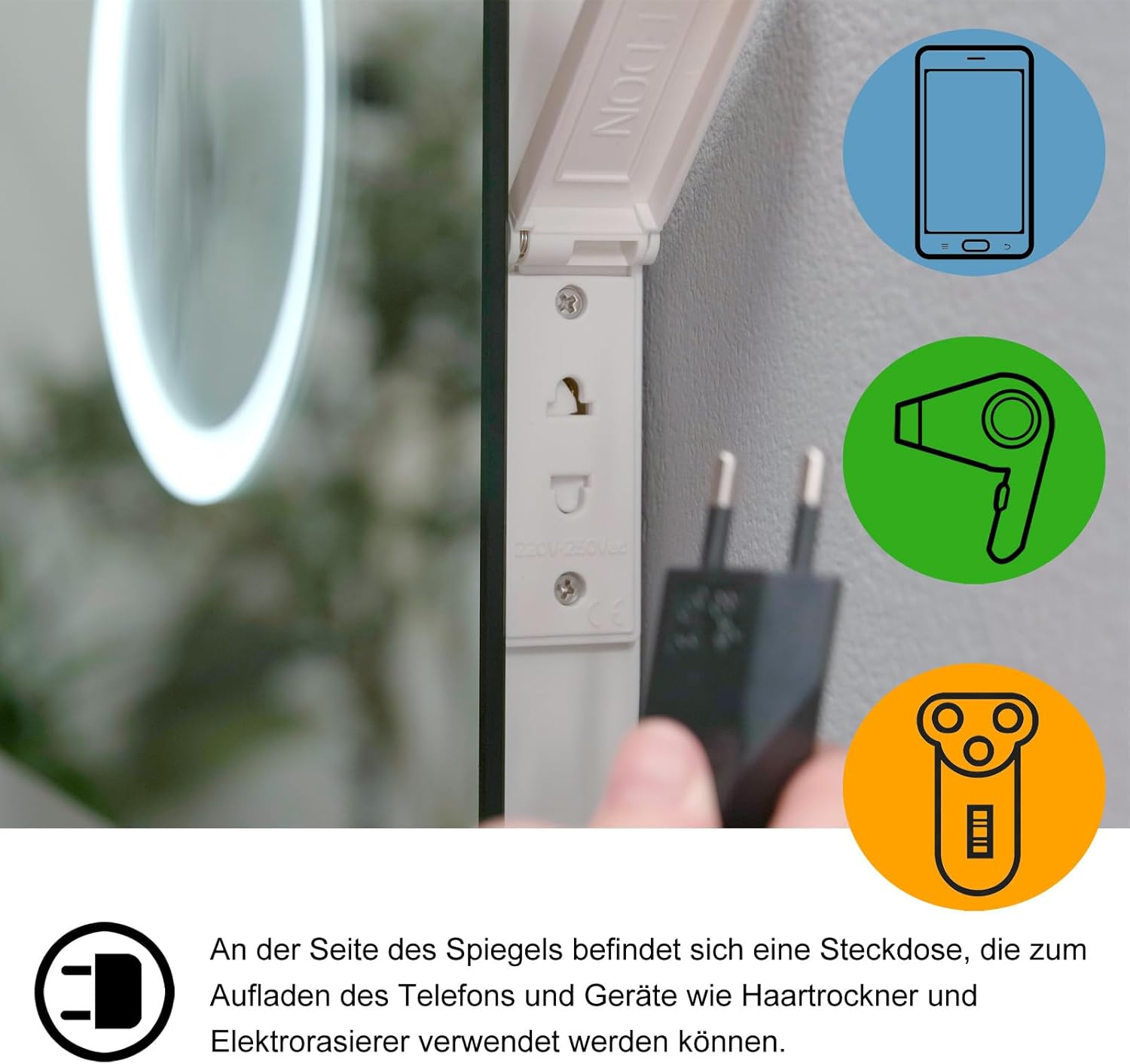 Detalle de LISA Miroir de Salle de Bain LED 90 x 60 cm – Miroir mural lumineux avec éclairage et anti-buée