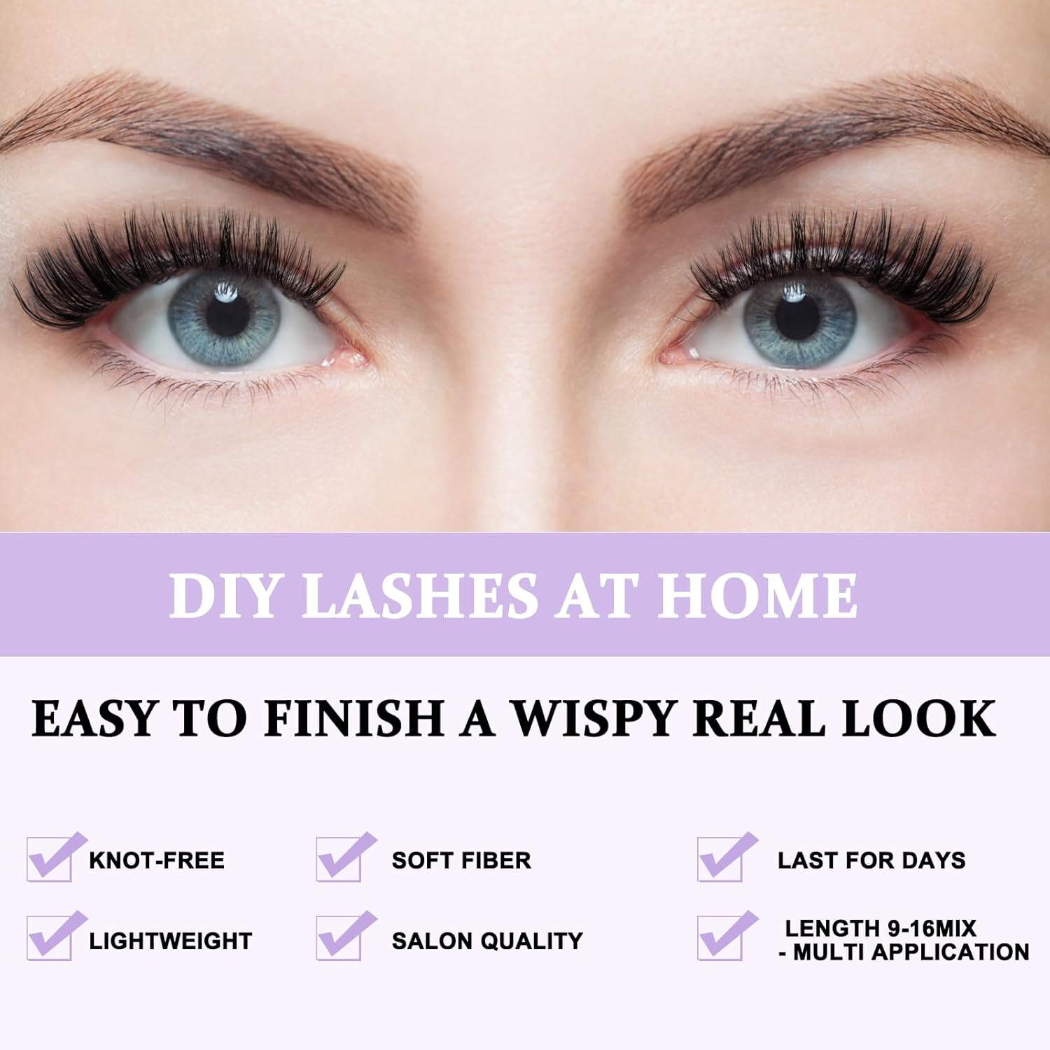 Thumbnail 3 de B&Q Lash Clusters 280PCS Natural Eyelash Clusters (40D, D 9–16mm) for DIY Lash Extensions