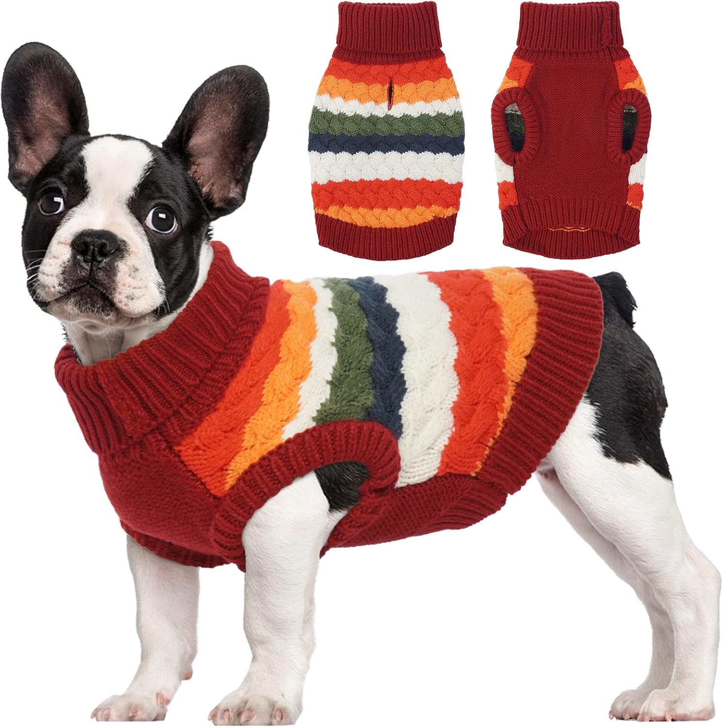 Detalle de Kuoser C118-Kuoser-141MY-Red-XS Dog Sweater, Red XS Cable-Knit Turtleneck