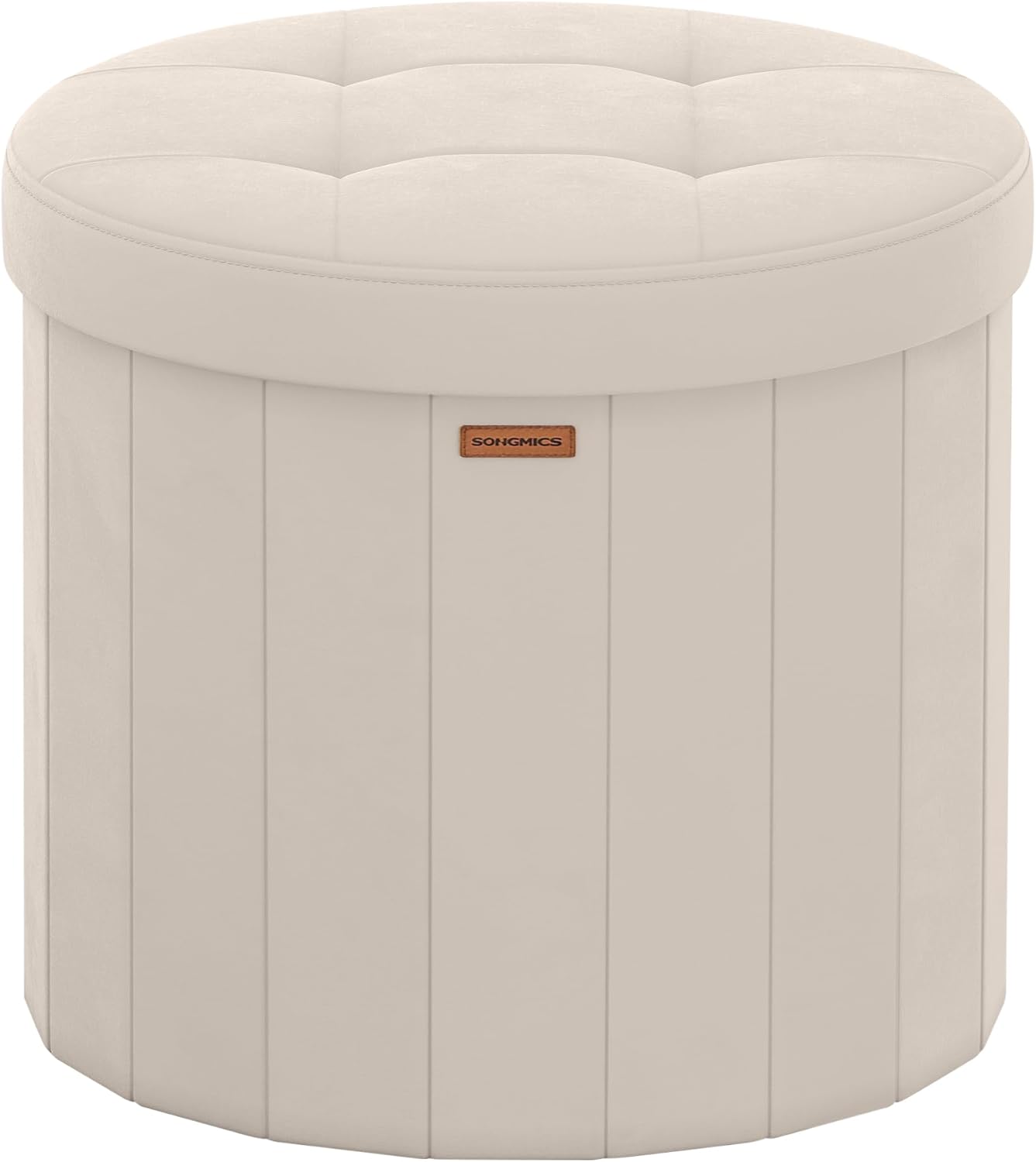 SONGMICS Mazie Round Storage Ottoman 1 — Velvet Seat