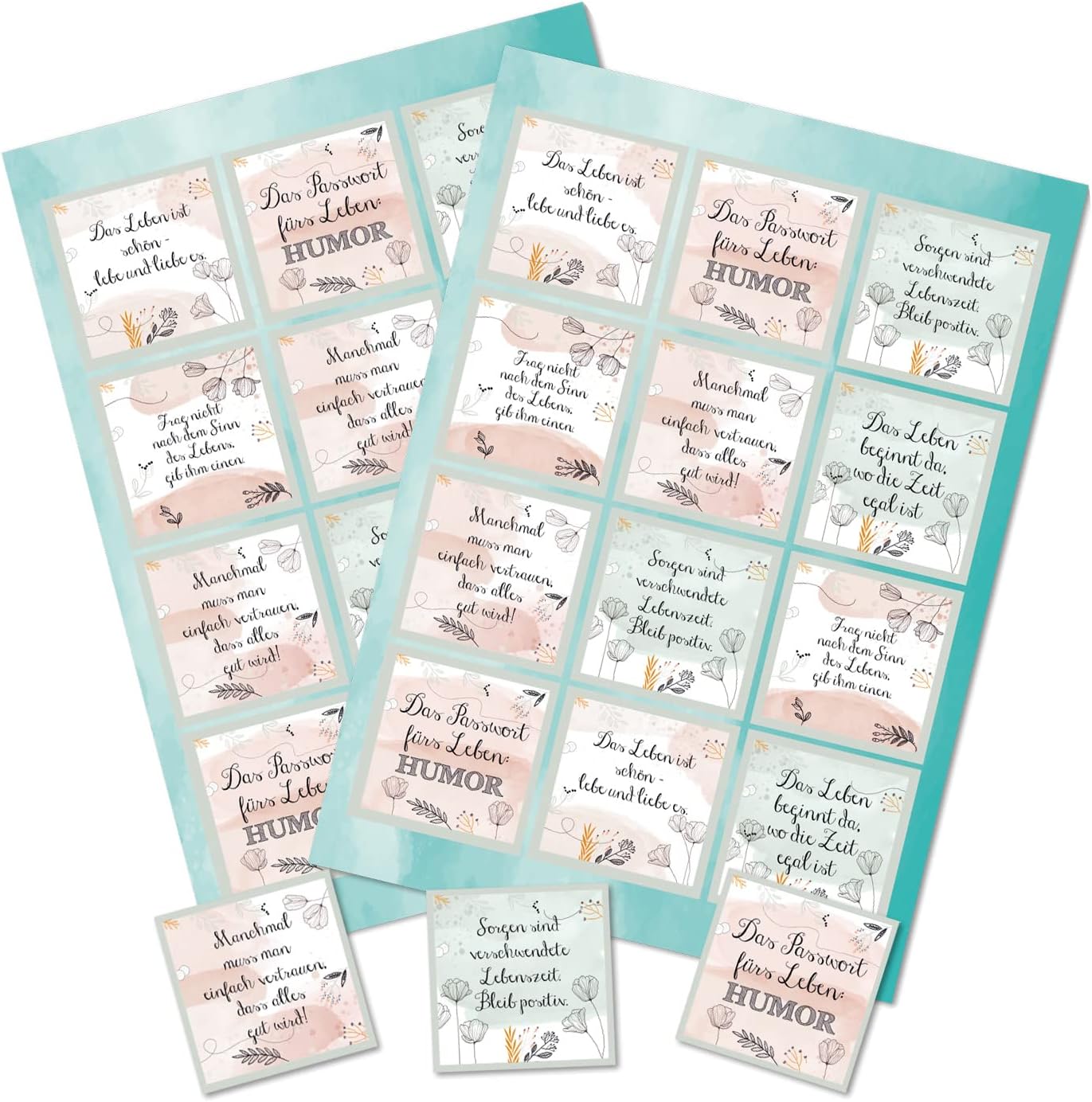 Logbuch-Verlag: 24 adesivi motivazionali pastello 6x6 cm – confezione regalo