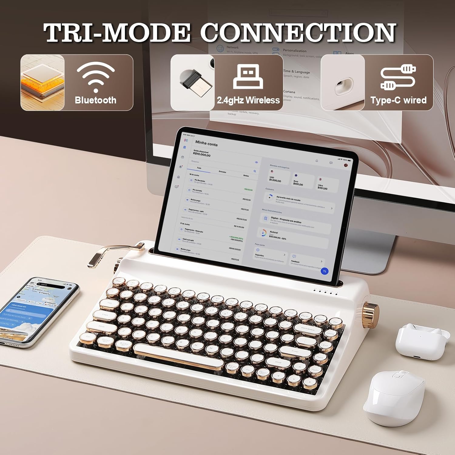 Thumbnail 2 de YUNZII QL75 Retro Mechanical Keyboard 2.4GHz