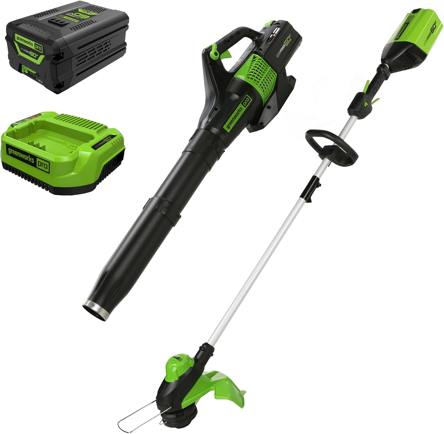 Detalle de Greenworks String Trimmer and Blower Combo, 4.0 Ah Battery