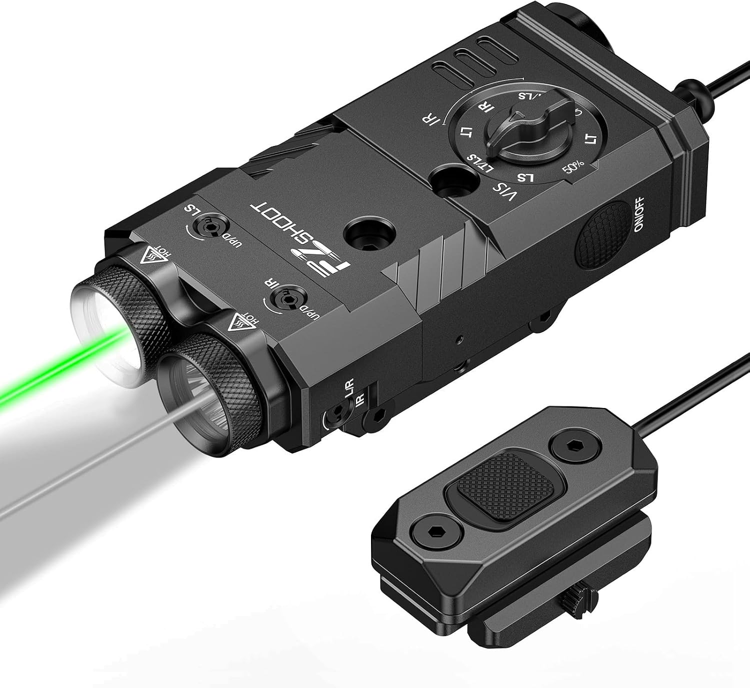 Detalle de EZshoot 7018 4-in-1 Rifle Light with Green and IR Lasers, 1600 Lumens