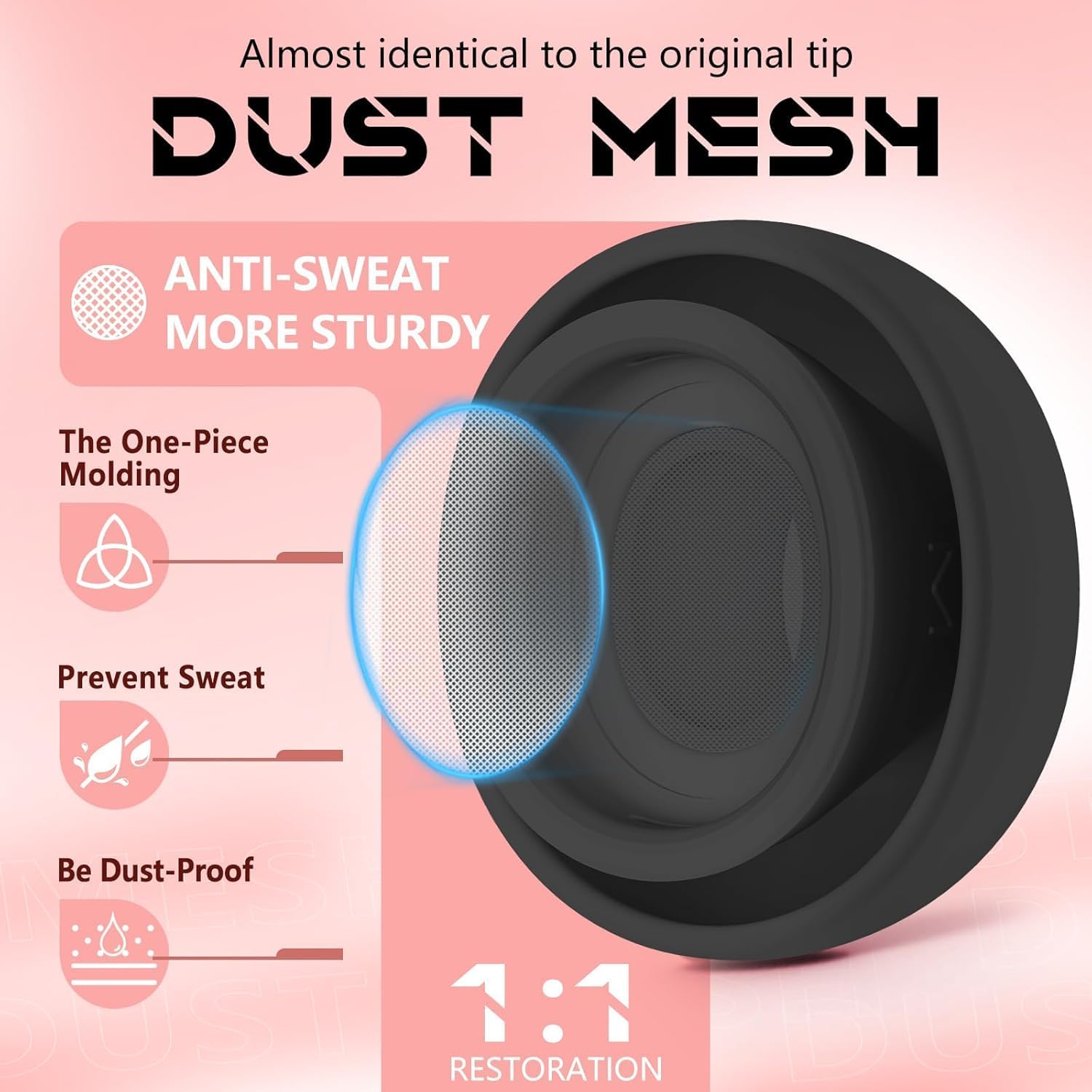 Detalle de Inesore 4 Pairs Replacement Ear Tips for AirPods Pro 2nd/1st Gen (Black) with Noise Reduction Holes, Dust Guard, and Cleaning Pen