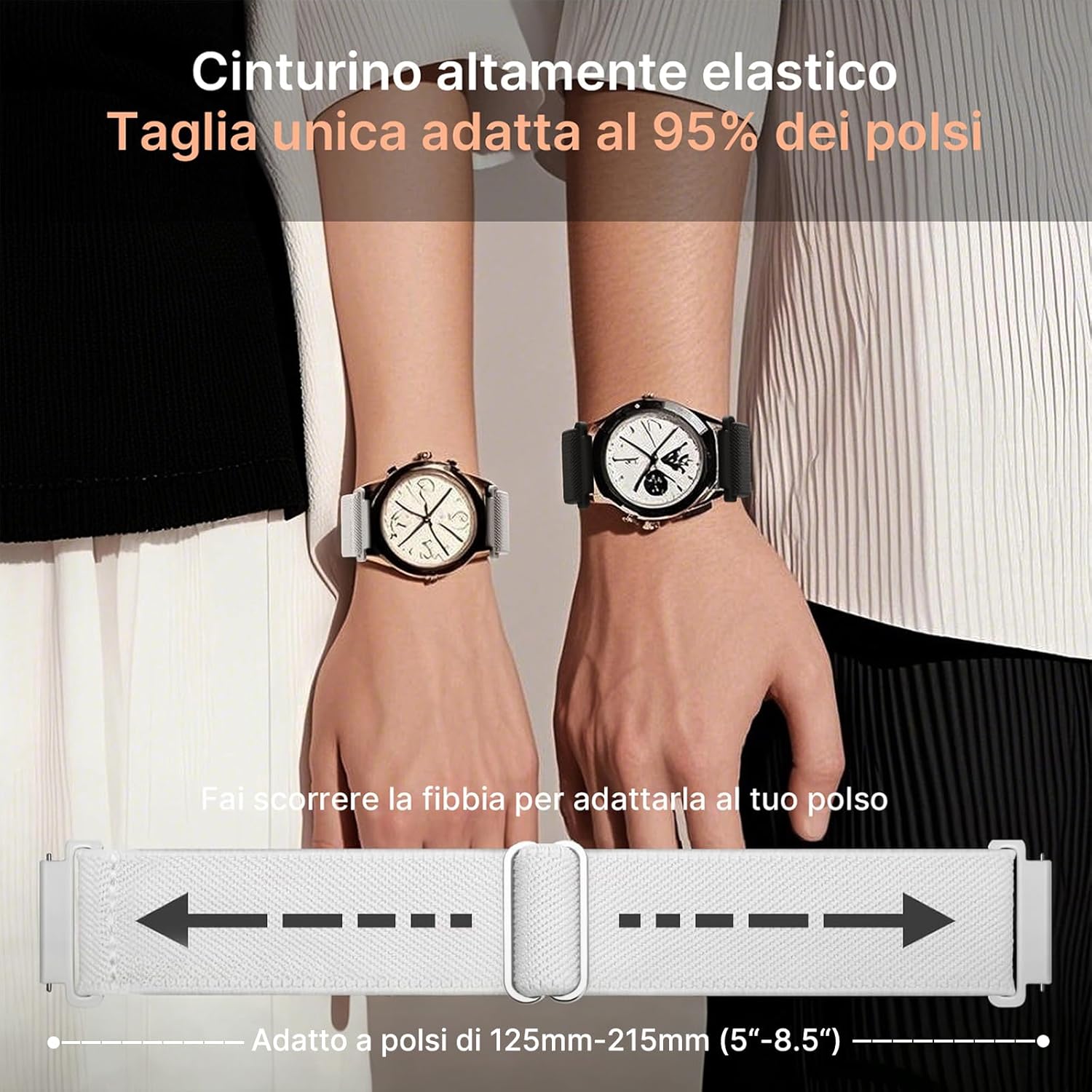 Thumbnail 6 de Fullmosa cinturino elastico 20 mm impermeabile con sgancio rapido per Samsung Galaxy Watch 7 FE/6/5/4 e altri compatibili, 4 pezzi