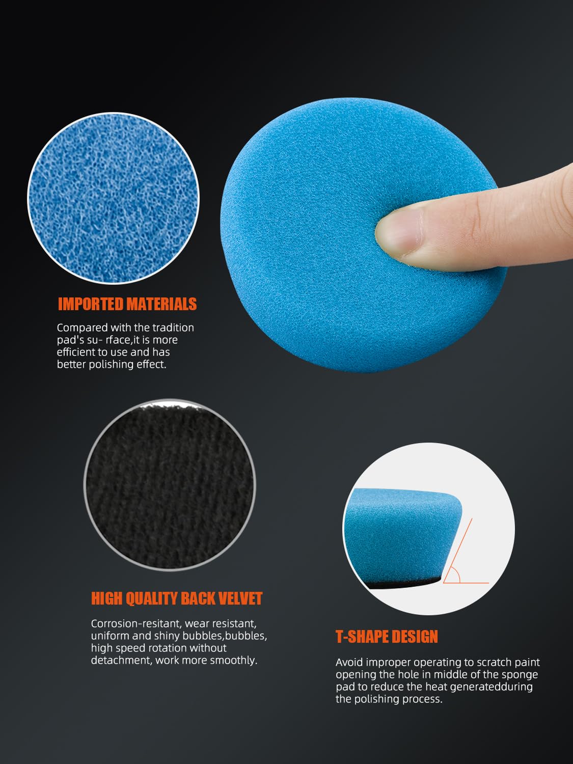 Detalle de SPTA XBP123M58 Mini Car Polishing Pad Kit, 1-, 2- and 3-Inch Pads