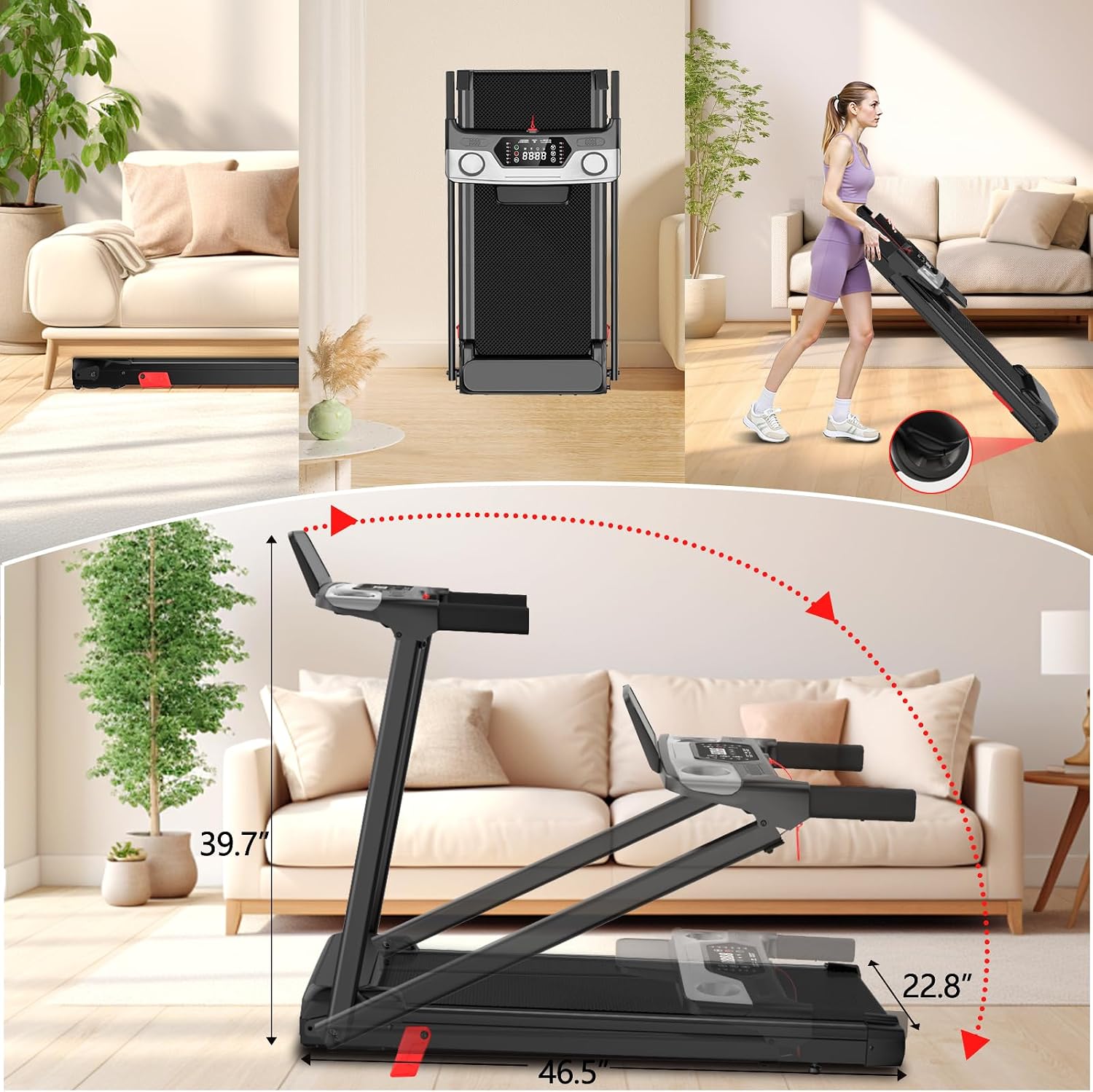 Thumbnail 6 de ShineMaos Walking Pad Treadmill with Handlebar, Folding Design, 3.0 HP Motor