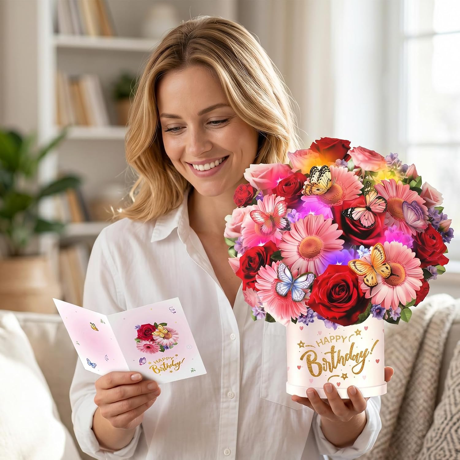 Detalle de Musical Birthday Cards 3D bouquet with lights