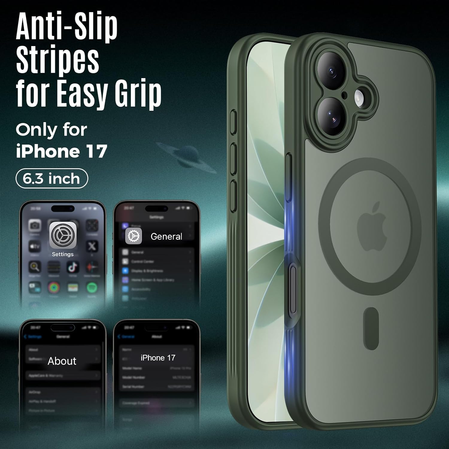 Thumbnail 5 de Symcele Designed for iPhone 17 Case with MagSafe (Magnetic Ring, Camera Cover) — Alpine Green