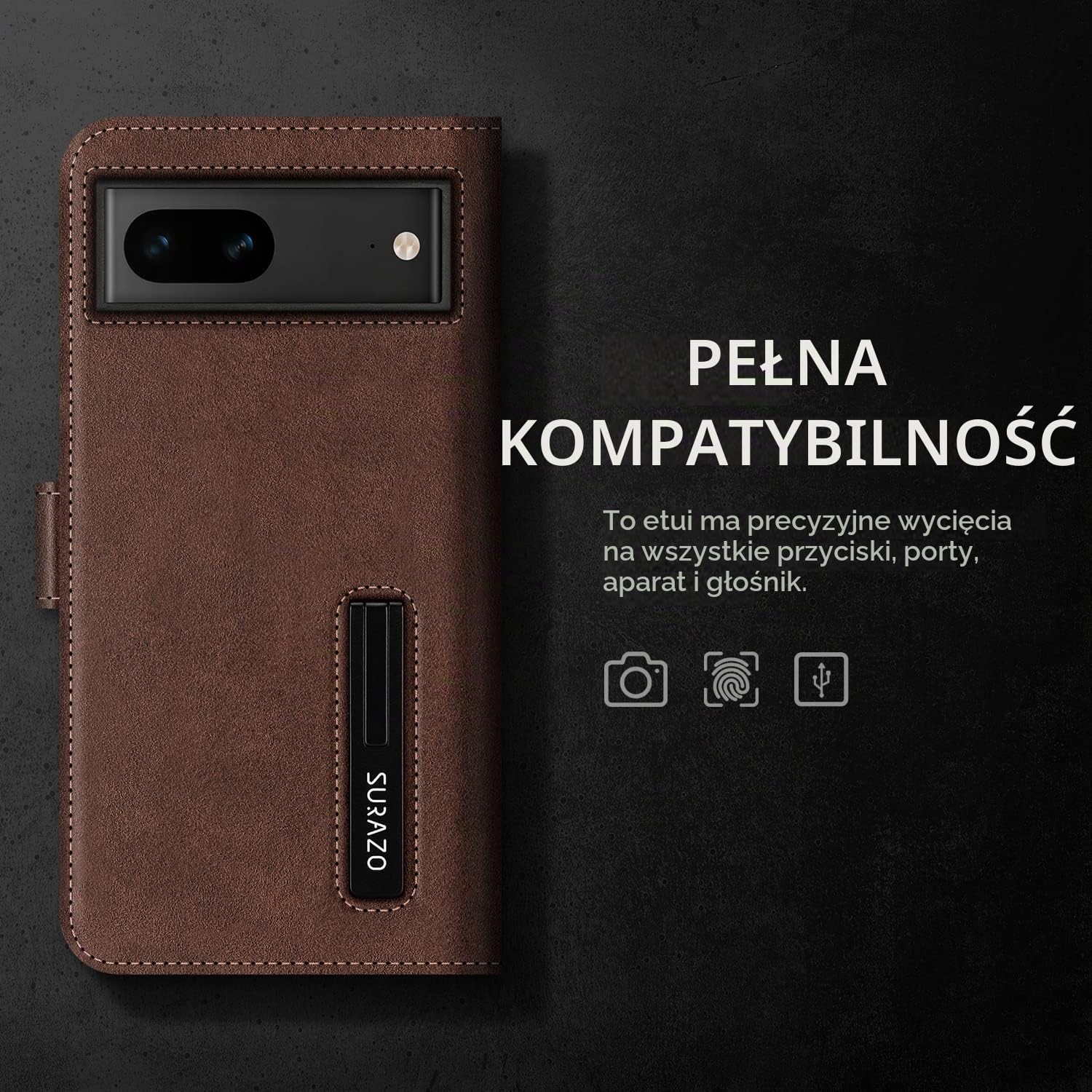 Thumbnail 3 de SURAZO etui skórzane do Google Pixel 7A 5G, RFID i kieszenie na karty