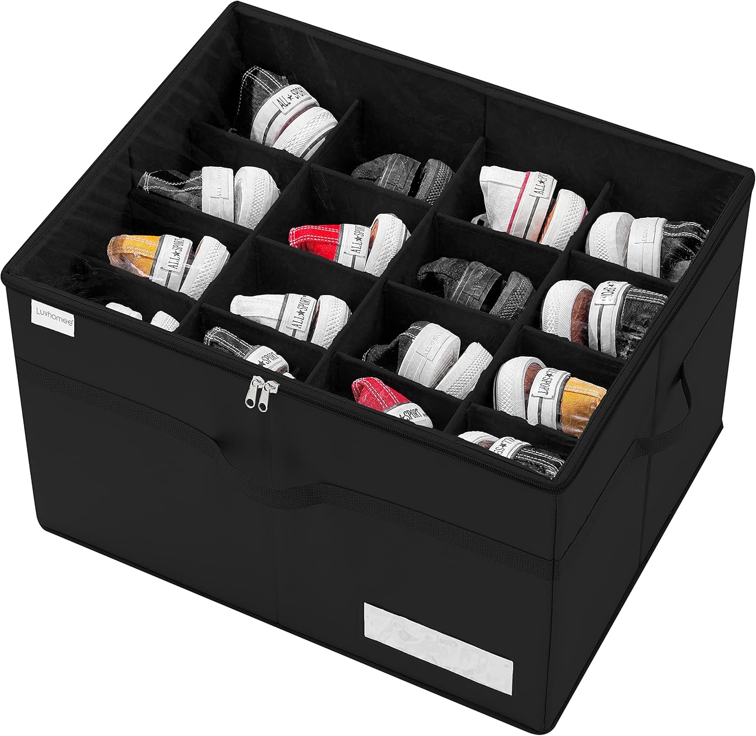 Detalle de LUVHOMEE Shoe Organiser for Closet – Fits 16 Pairs, Large Clear Foldable Storage Bins