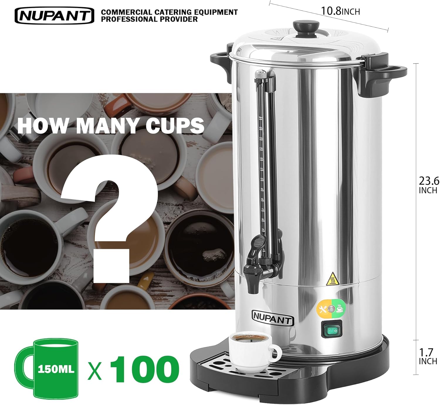 Thumbnail 1 de Commercial Coffee Urn 15L 100-Cup Coffee Dispenser