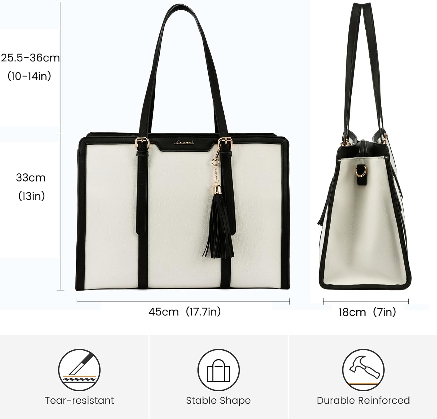 Thumbnail 5 de LOVEVOOK Laptop-Handtasche für 17 Zoll: Canvas Tote/Shopper mit gepolstertem Laptopfach