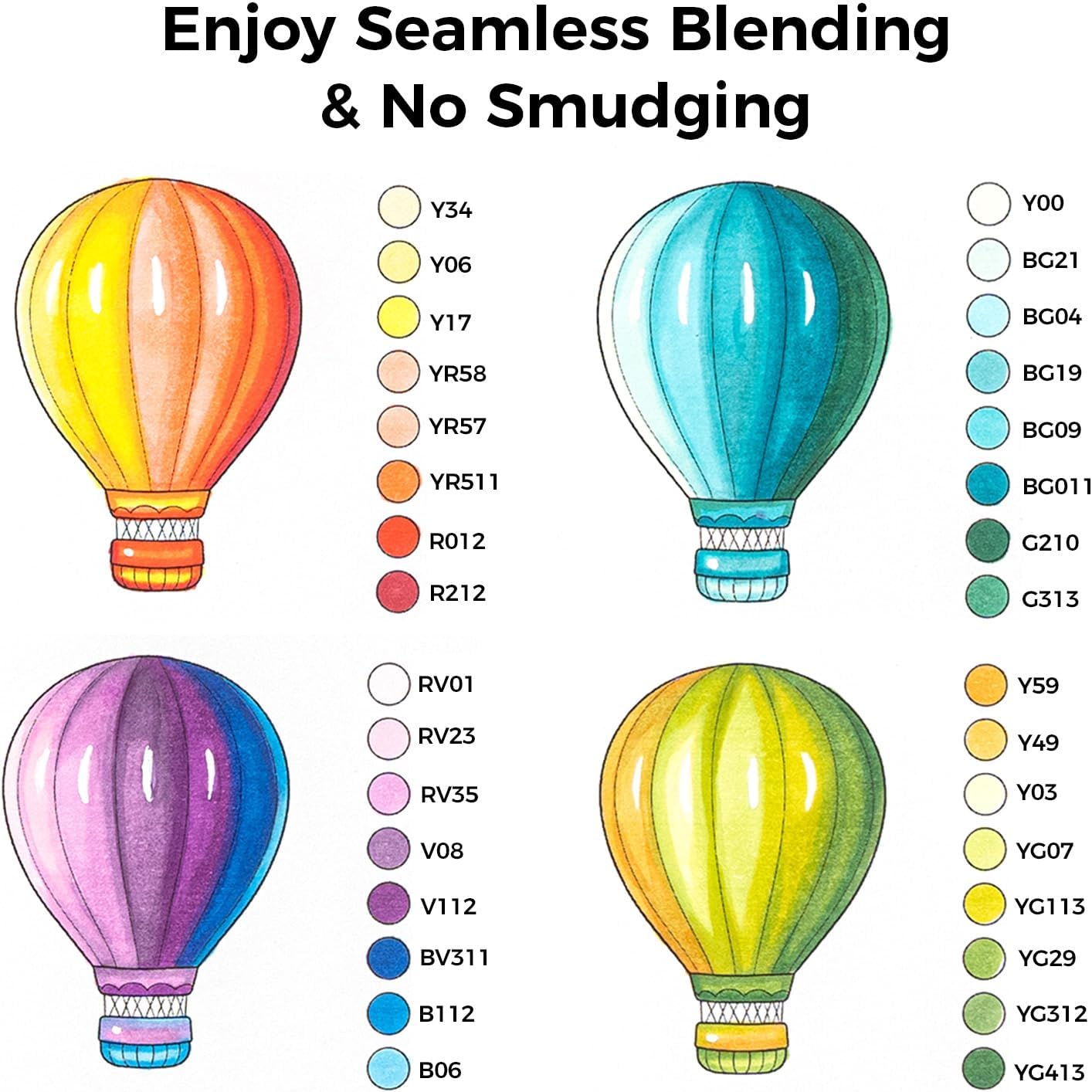 Thumbnail 2 de Ohuhu 104-Color Alcohol Markers Brush Tip Set – Dual Tip, Refillable with Case