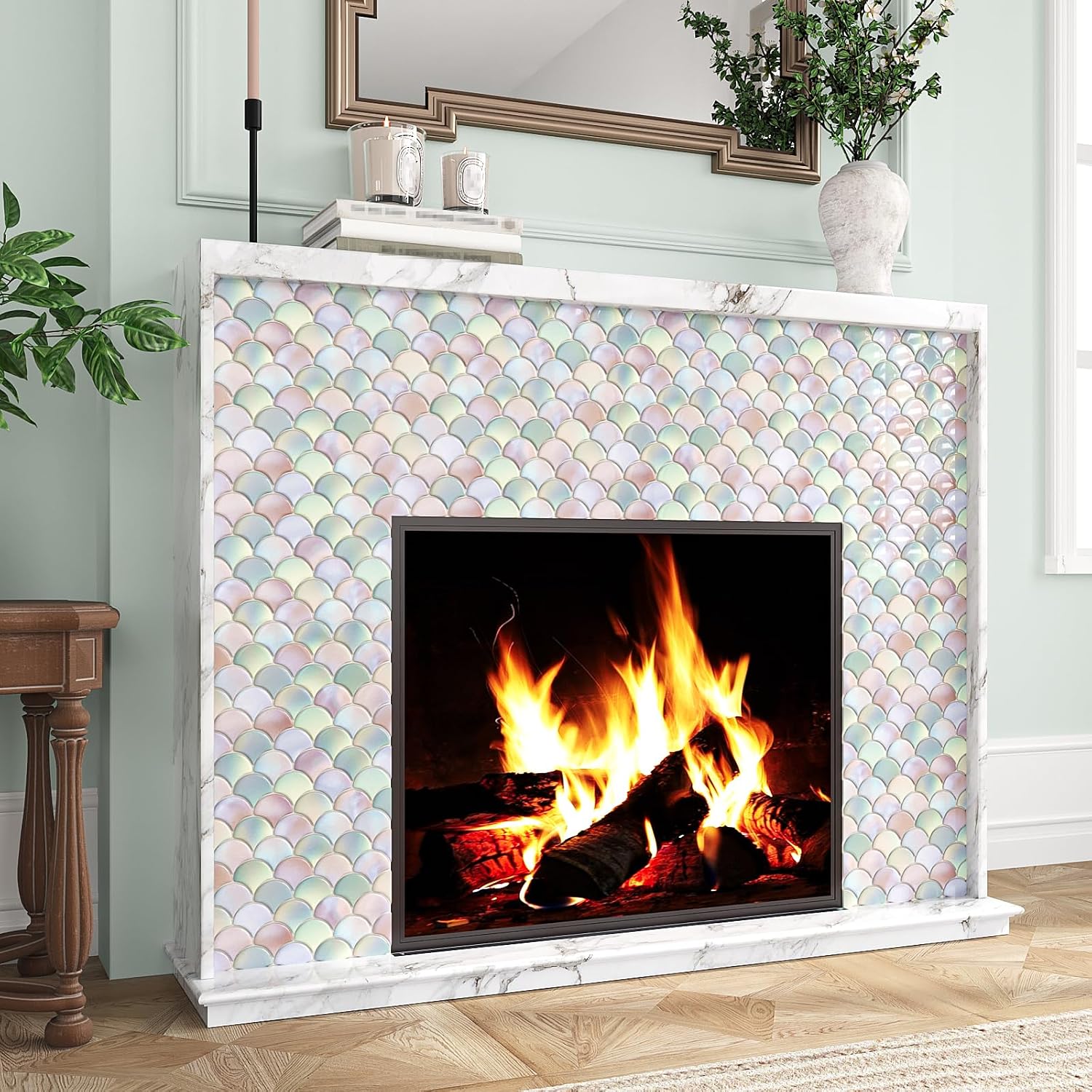 Detalle de VEELIKE Fish Scale Self Adhesive Tiles 30.5cm 📐
