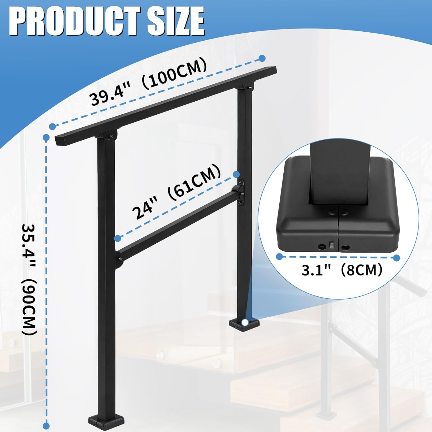 Detalle de Wrought Iron Outdoor Handrail for 2-3 Steps ðŸ›