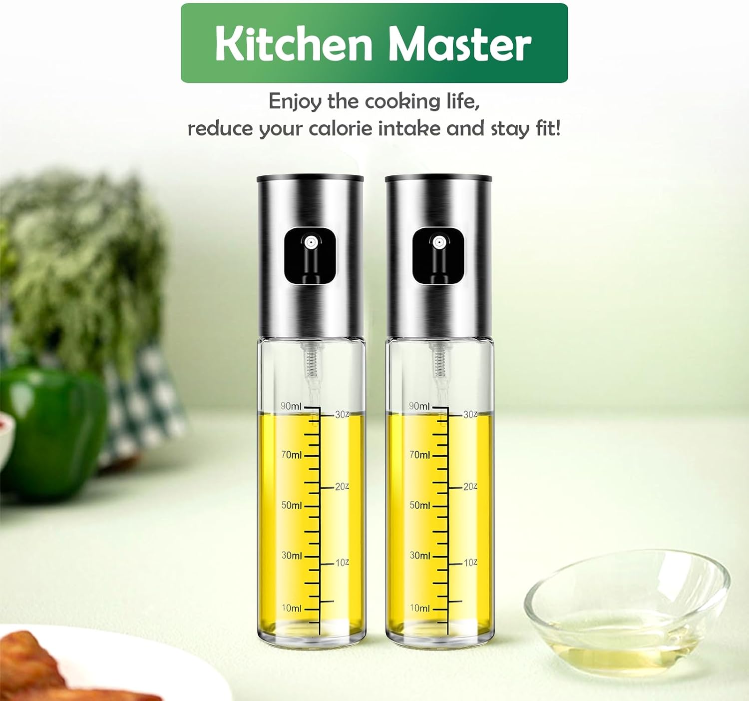 Detalle de Byitin 100ML Glass Oil Spray Bottle Duo – Multi-use Misto Dispenser