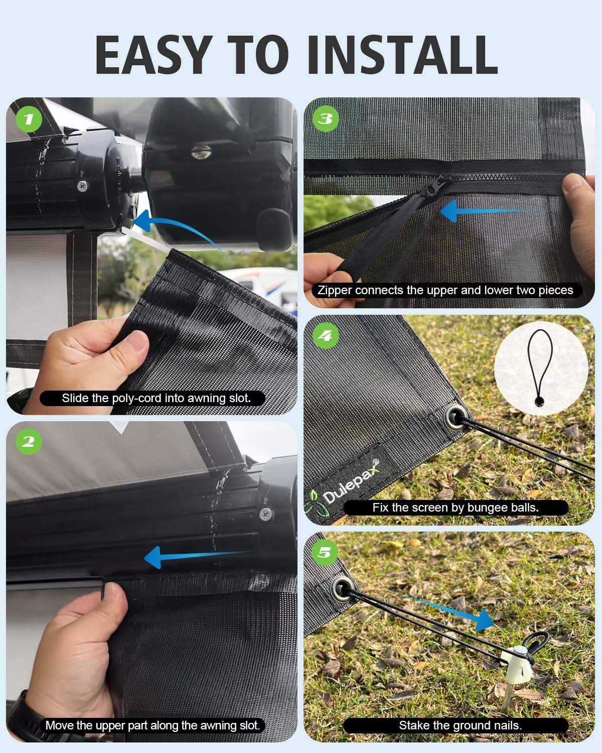 Thumbnail 4 de Dulepax RV Awning Shade Screen with Zipper 8'X15'3'' — Second Generation