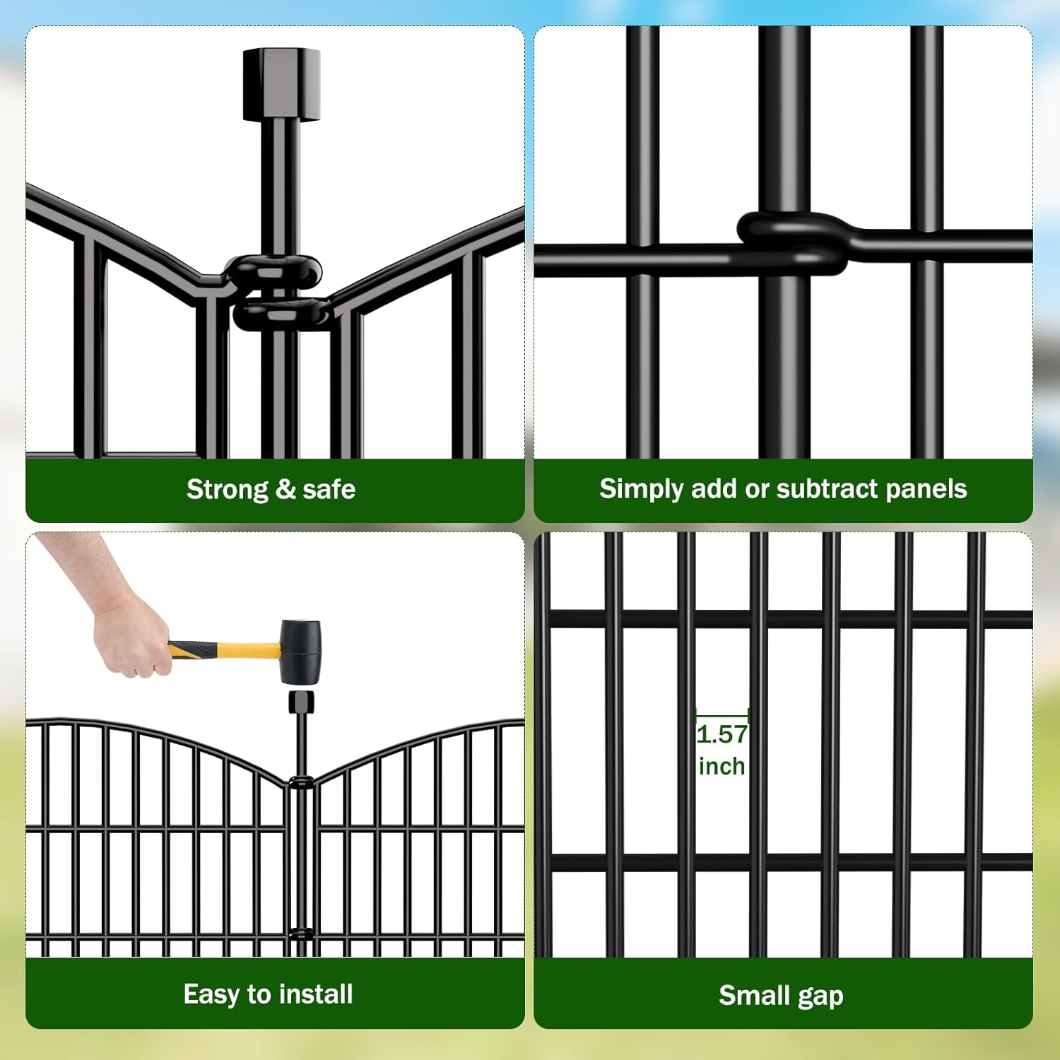 Thumbnail 4 de 15 Panels Decorative Garden Fence — 32 in H x 35.4 ft L No Dig Dog Fence Outdoor for Yard and Garden