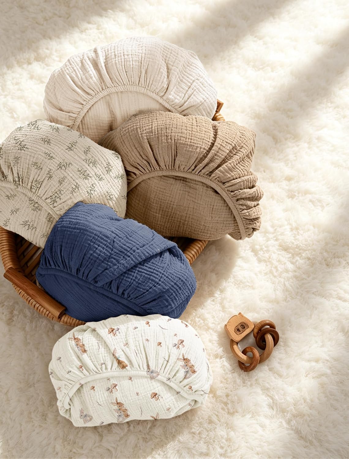 Thumbnail 4 de lulumoon Sheets Muslin Crib Sheets, 2-Pack Cotton in Mocha and Cream
