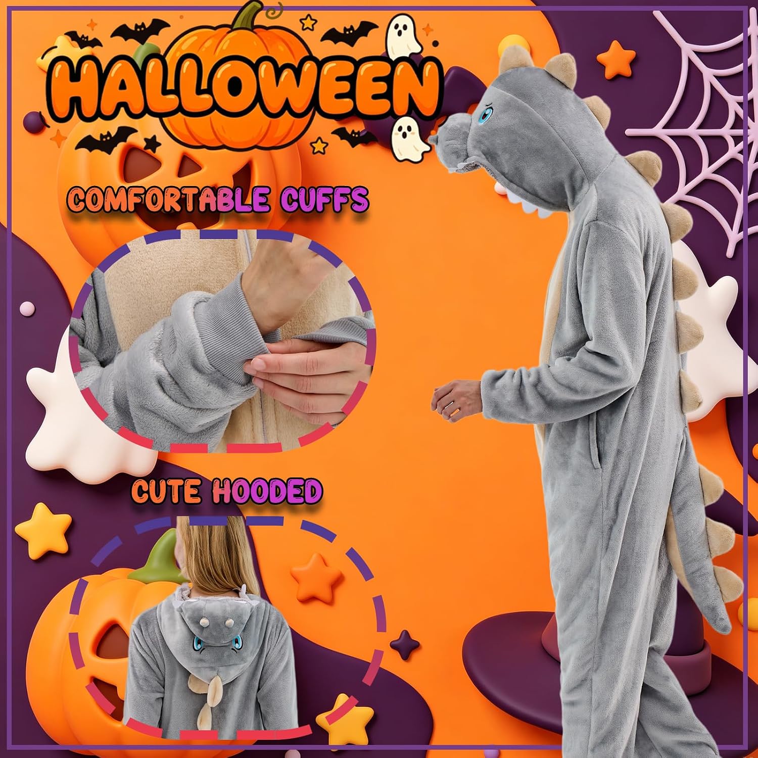 Detalle 1 de Sokliro Adult Unisex Animal Onesie Pajamas with Hood and Side Pockets