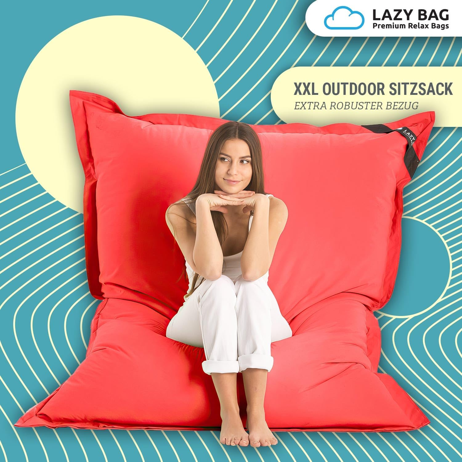Thumbnail 3 de LAZY BAG Pouf géant classique XXL 140 x 180 cm — coussin 2 en 1 pour intérieur et extérieur
