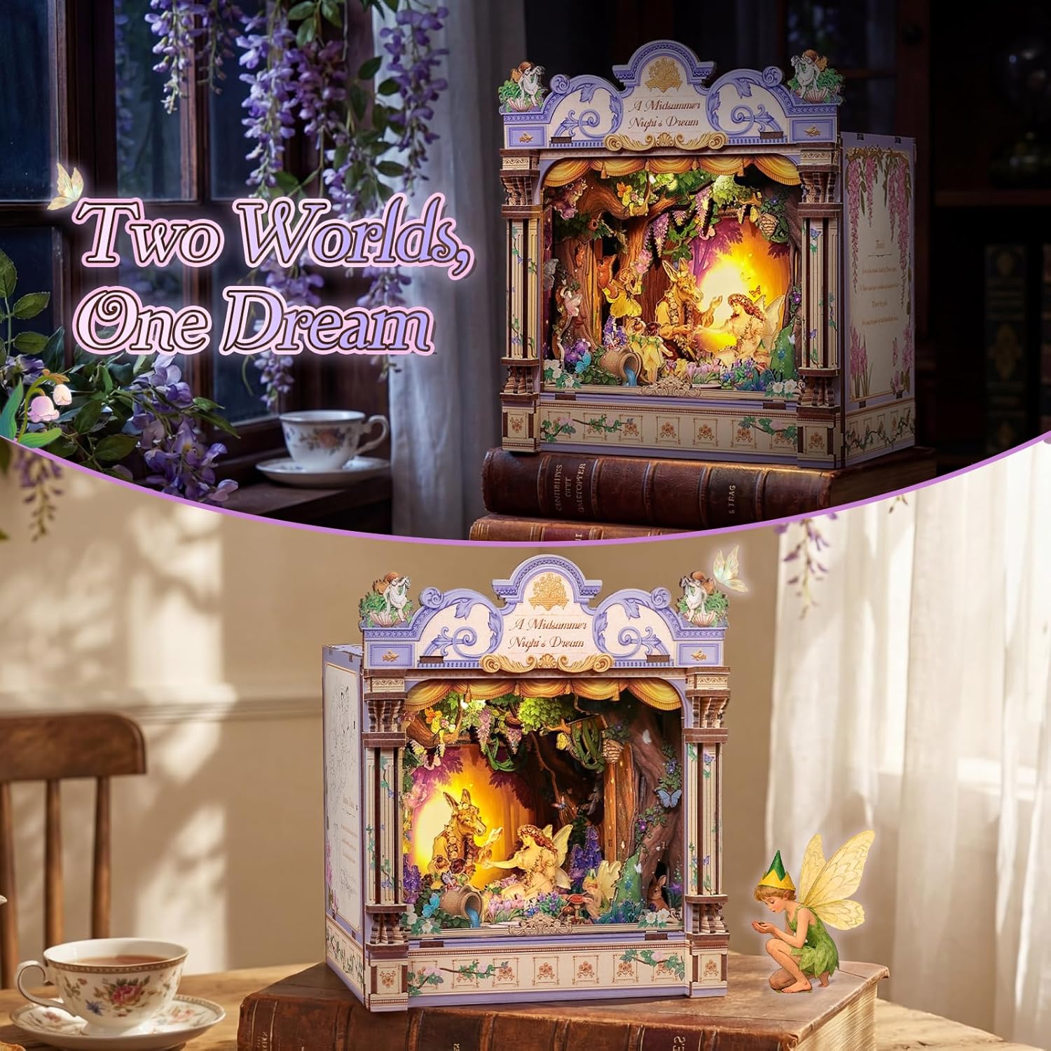 Thumbnail 2 de Book Nook Kit in Legno – Diorama in miniatura ispirato Sogno di una notte di mezza estate