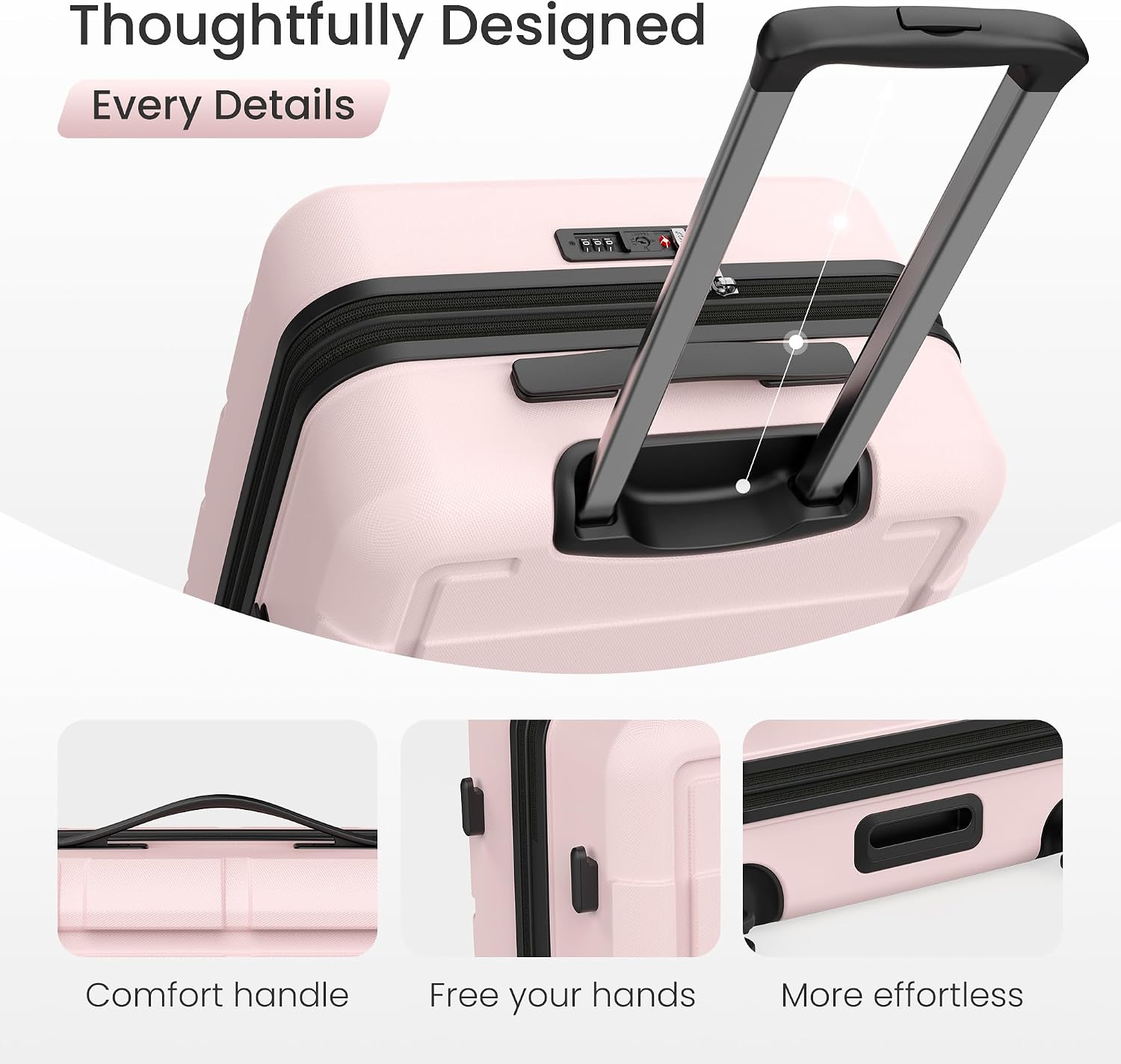 Thumbnail 4 de SHOWKOO Luggage Sets 3-Piece 93L Pink 💼