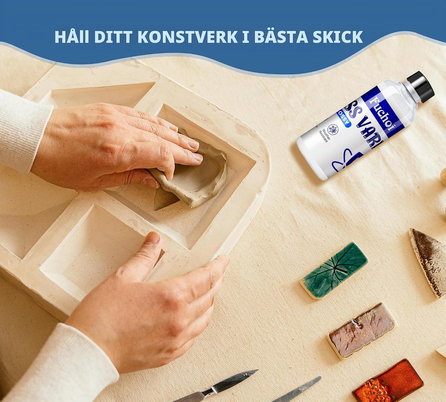 Thumbnail 4 de Fuchoi Air Dry Clay Glaze, klarlack 200 ml med högglans för lera