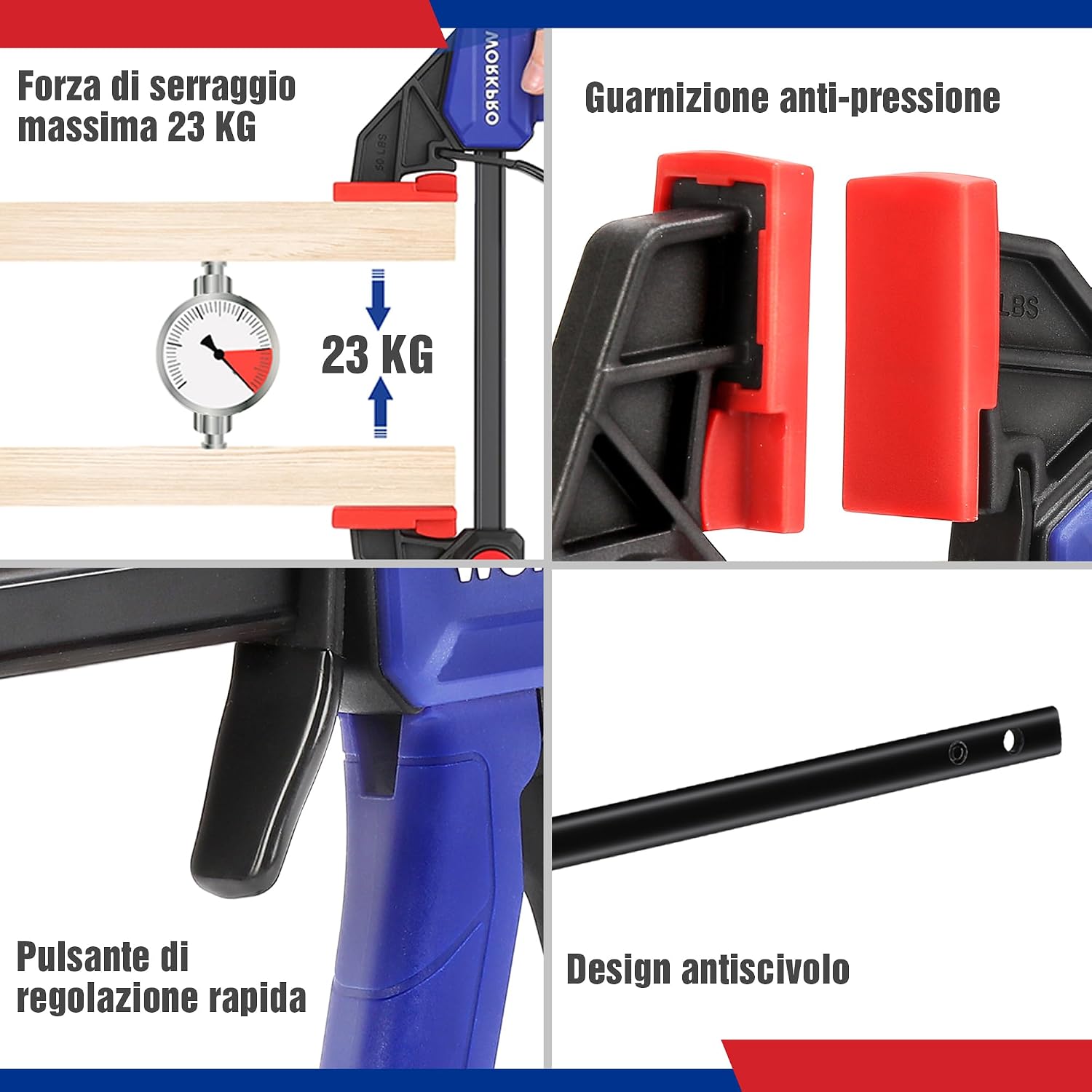 Thumbnail 4 de WORKPRO Set di Mini Morsetti da Falegname 8 Pezzi: Morsetti a Barra e a Molla per Fai Da Te e Falegnameria