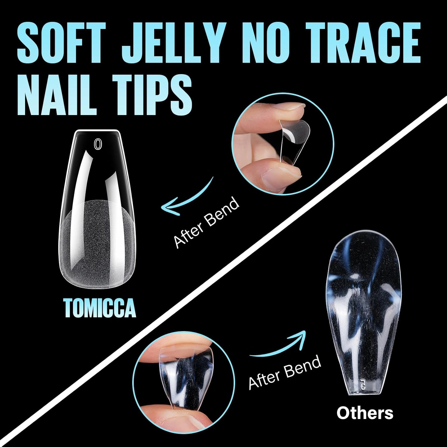 Detalle 2 de TOMICCA Capsule Americaine Ongle Medium Ballerine – 216 Embouts Gel Couverture Complète, 12 Tailles, DIY Nail Art