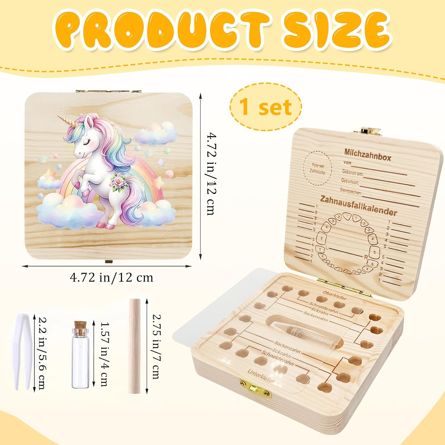 Detalle de Shengruili Zahnbox aus Holz für Milchzähne – Aufbewahrungsbox für Baby-Zähne mit Verschluss