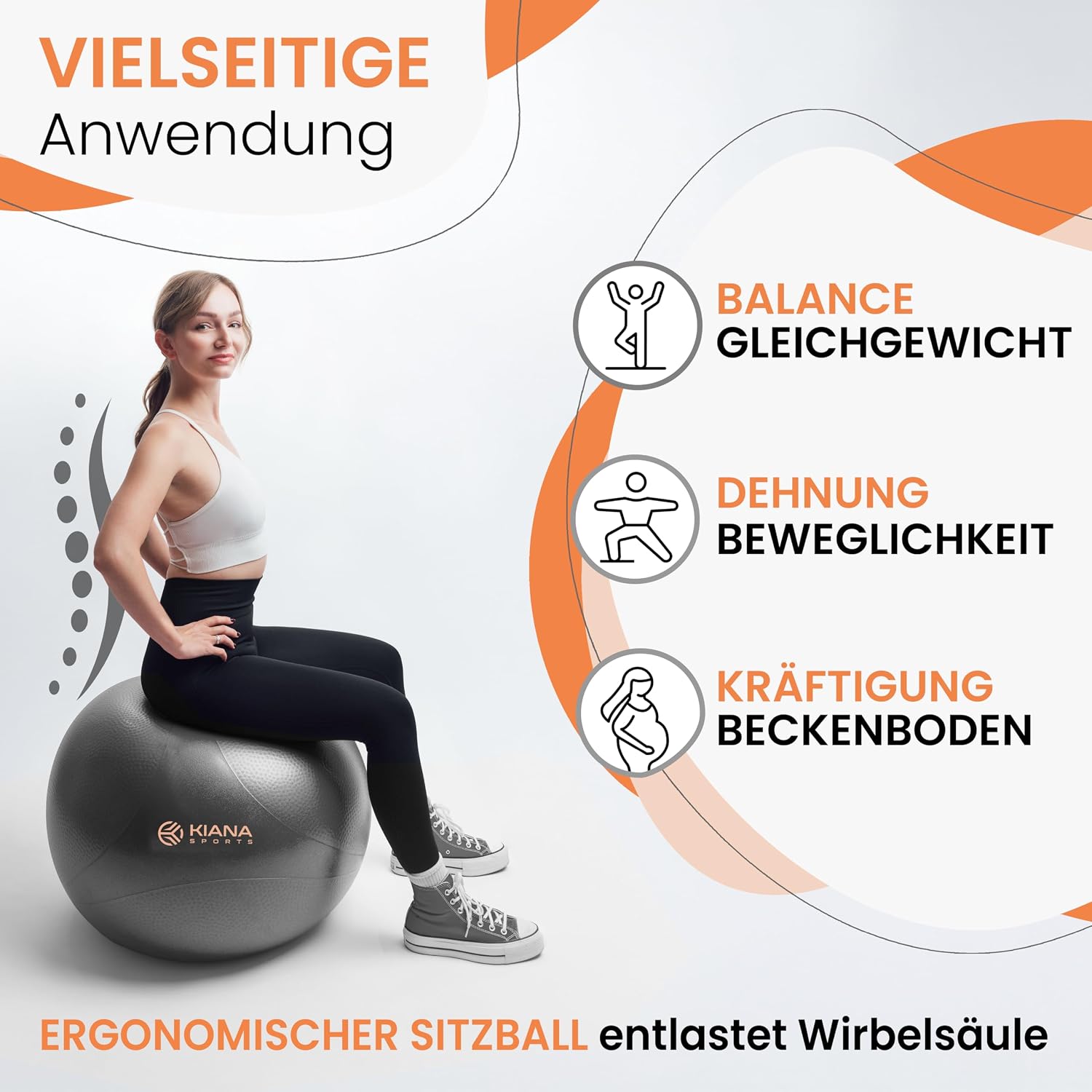 Thumbnail 3 de KIANA SPORTS Gymnastikball & Sitzball – Yoga Ball für Fitness & Büro