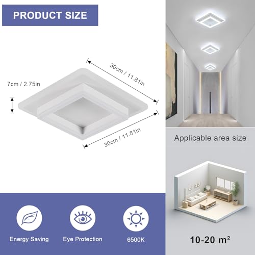Detalle de DELIPOP Plafoniera LED 30W 6500K – Quadrata, Bianco, 3600 lm
