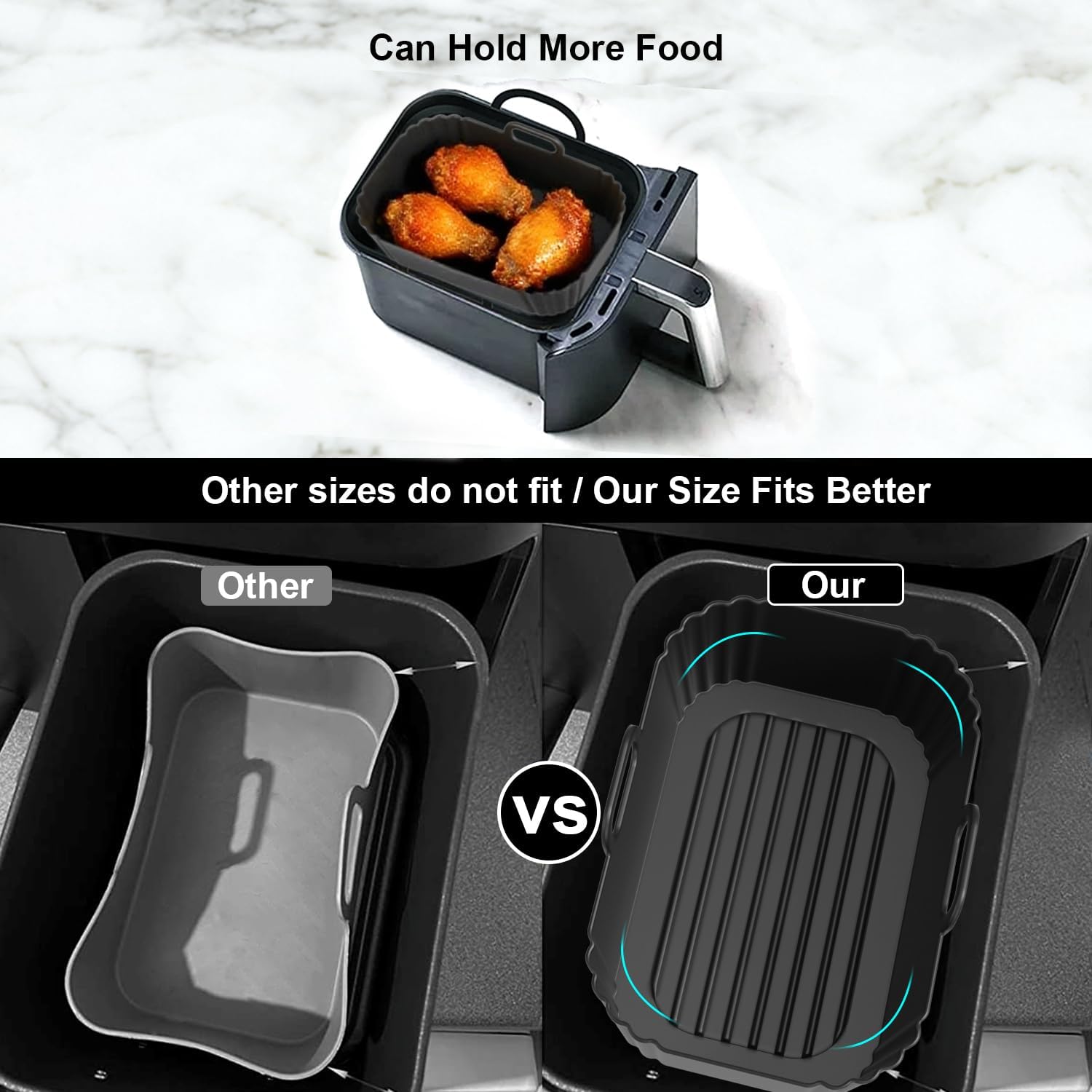 Thumbnail 4 de Masgarlan Silicone Air Fryer Liners 22×15×6.8cm