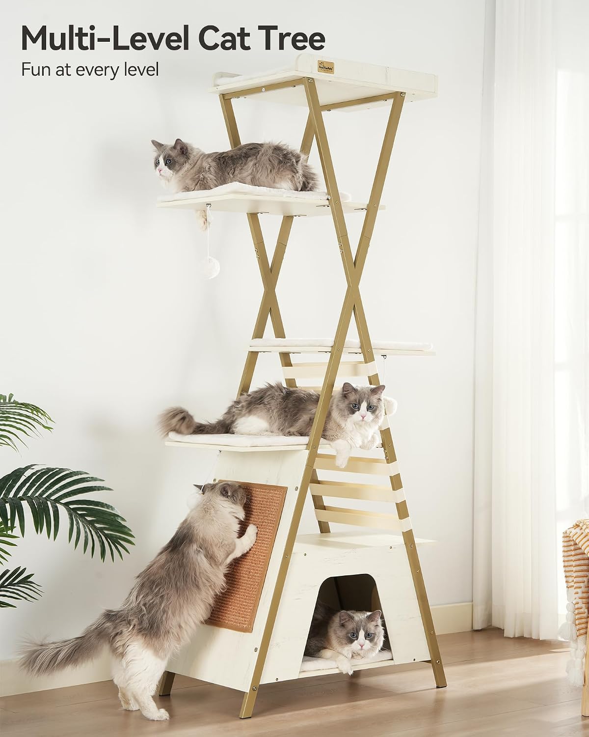 Detalle de FourFurPets Katzenbaum 184 cm für mehrere Katzen
