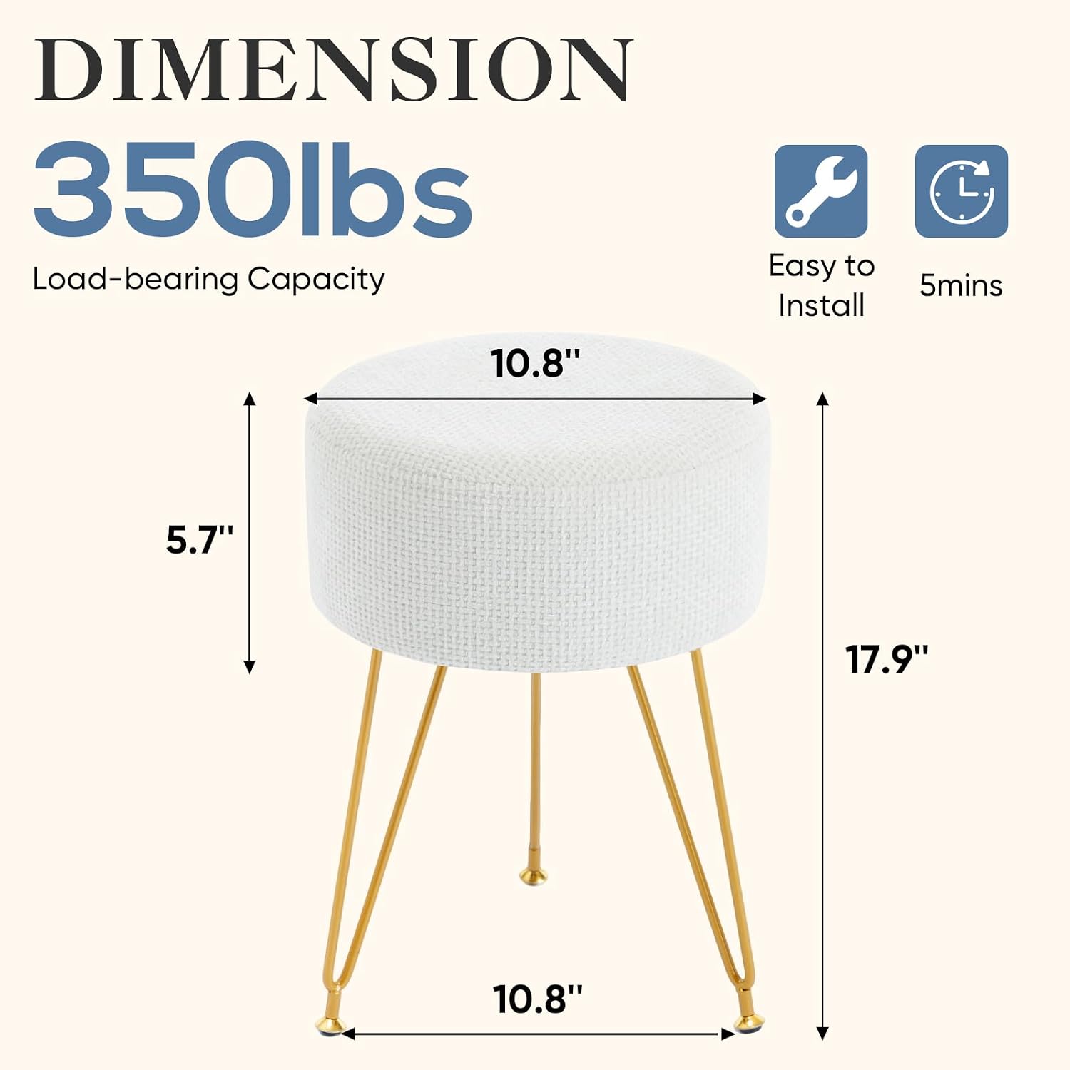 Detalle 2 de DUMOS Velvet Vanity Stool