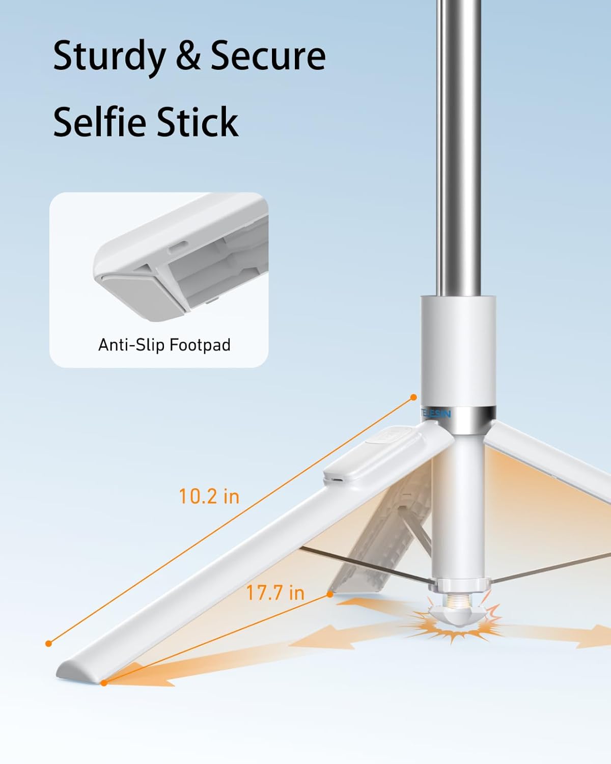 Detalle de TELESIN 180CM Automatisches Selfie Stick Stativ mit Magnet-Fernbedienung – 360° Drehkopf, Gravity Auto-Launch und Kaltlichtschuh