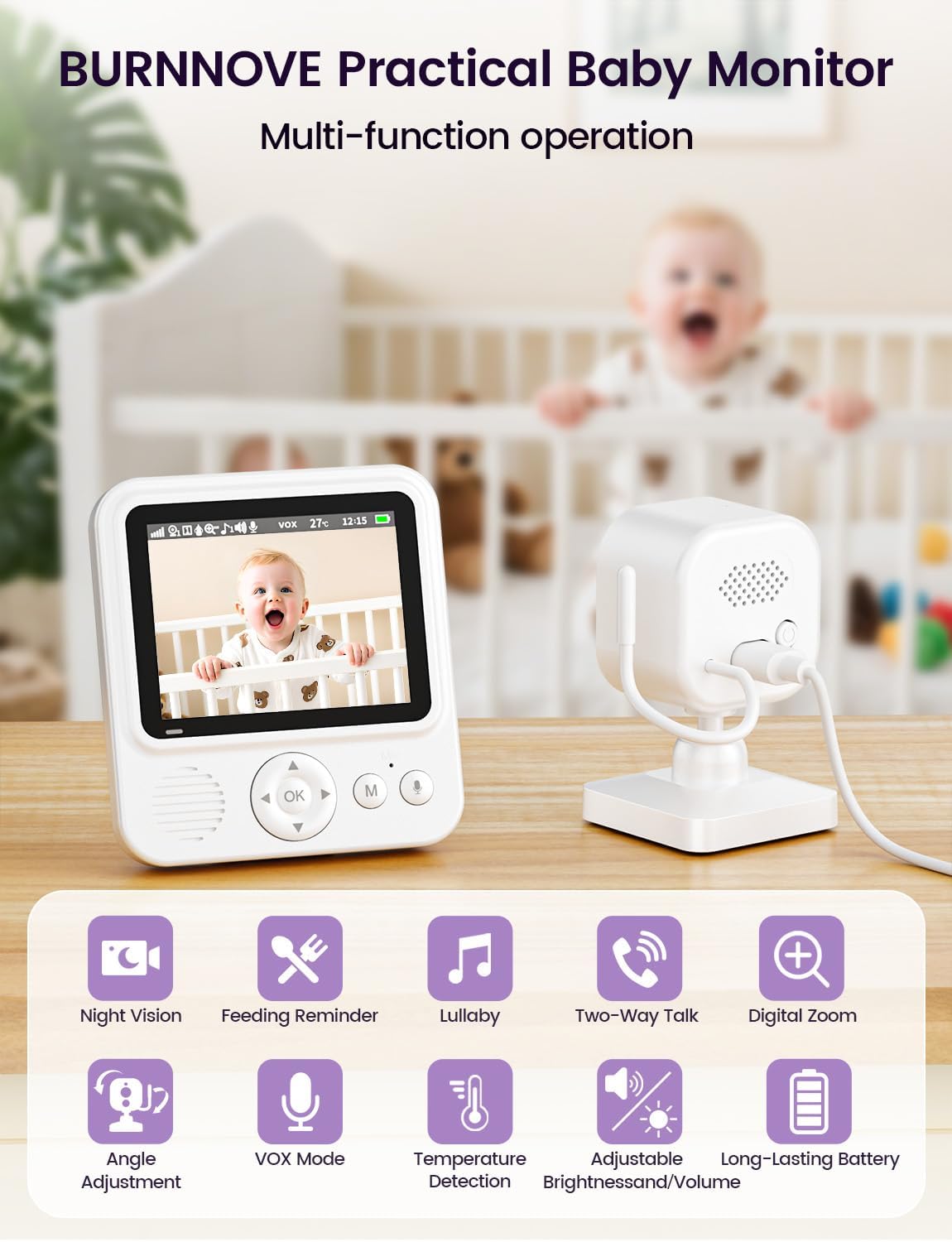 Detalle 2 de Baby Monitor with Camera and Audio 300m Range