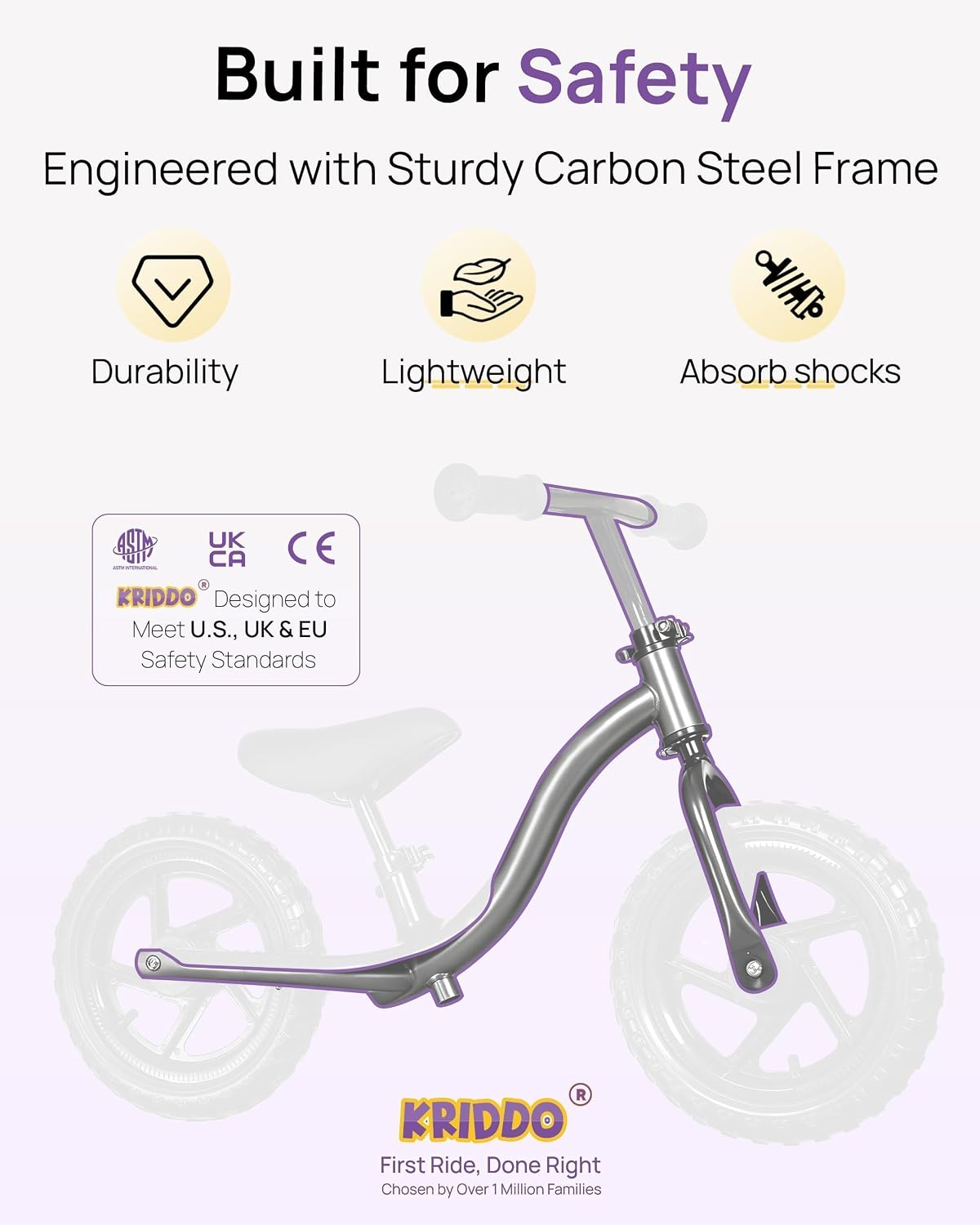 Thumbnail 4 de KRIDDO Toddler Balance Bike (24 Months to 5 Years) with Limited Steering and Training Footrest