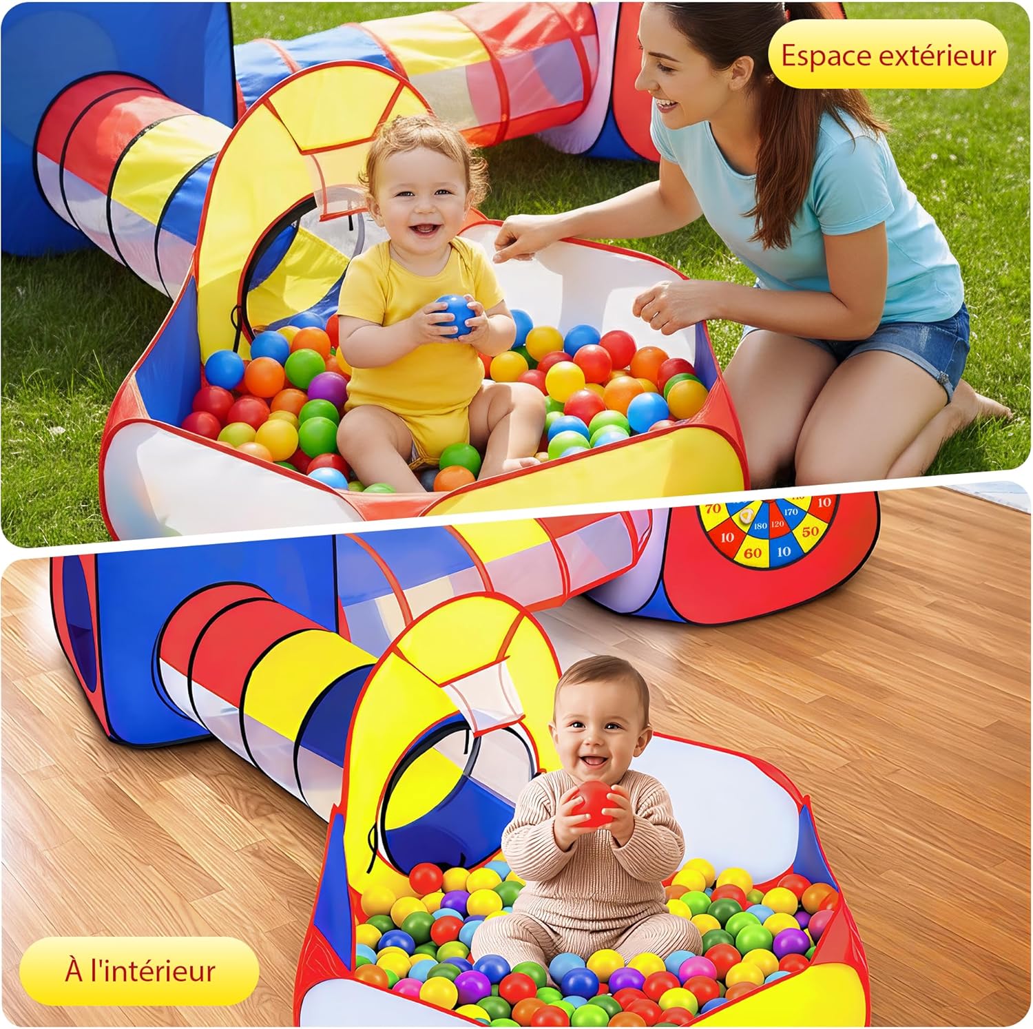 Thumbnail 3 de All Kids United Tente de Jeu avec Tunnel XXL — Tunnel, Piscine à Balles (sans balles) et Grotte modulable