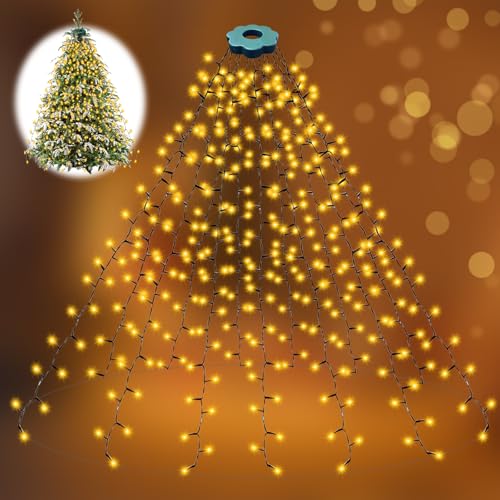 Detalle de POIFL Guirnalda LED para árbol de Navidad, 400 LED y 16 hilos de 2 m