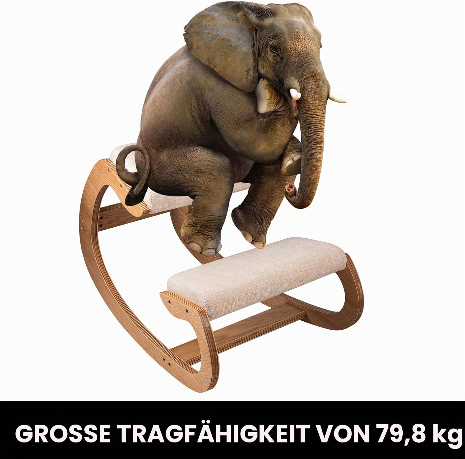 Thumbnail 5 de VEVOR Kniehocker mit Hüftpolster – Ergonomischer Kniestuhl aus Birkenholz (Weiße Eiche)
