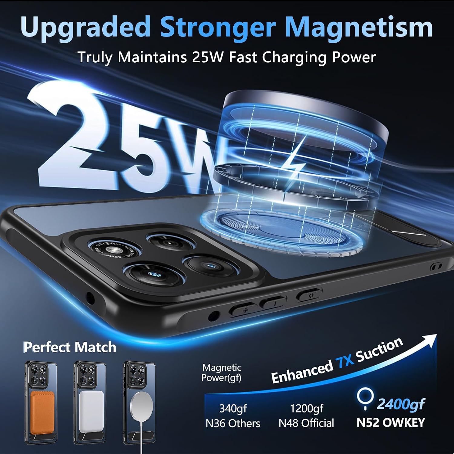 Detalle de OWKEY Moto G Stylus 5G 2025/2026 Case with Stand, Magnetic Back & Screen Protector