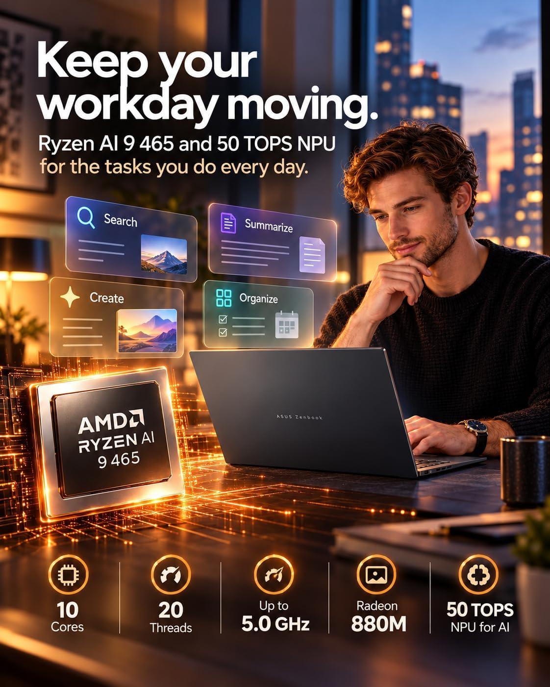 Detalle de ASUS Laptop with Ryzen AI 9 465
