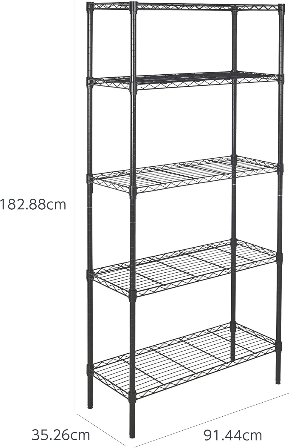 Detalle de Amazonベーシック スチールラック 5段 幅91.4cm・高さ調節式、耐荷重794kg