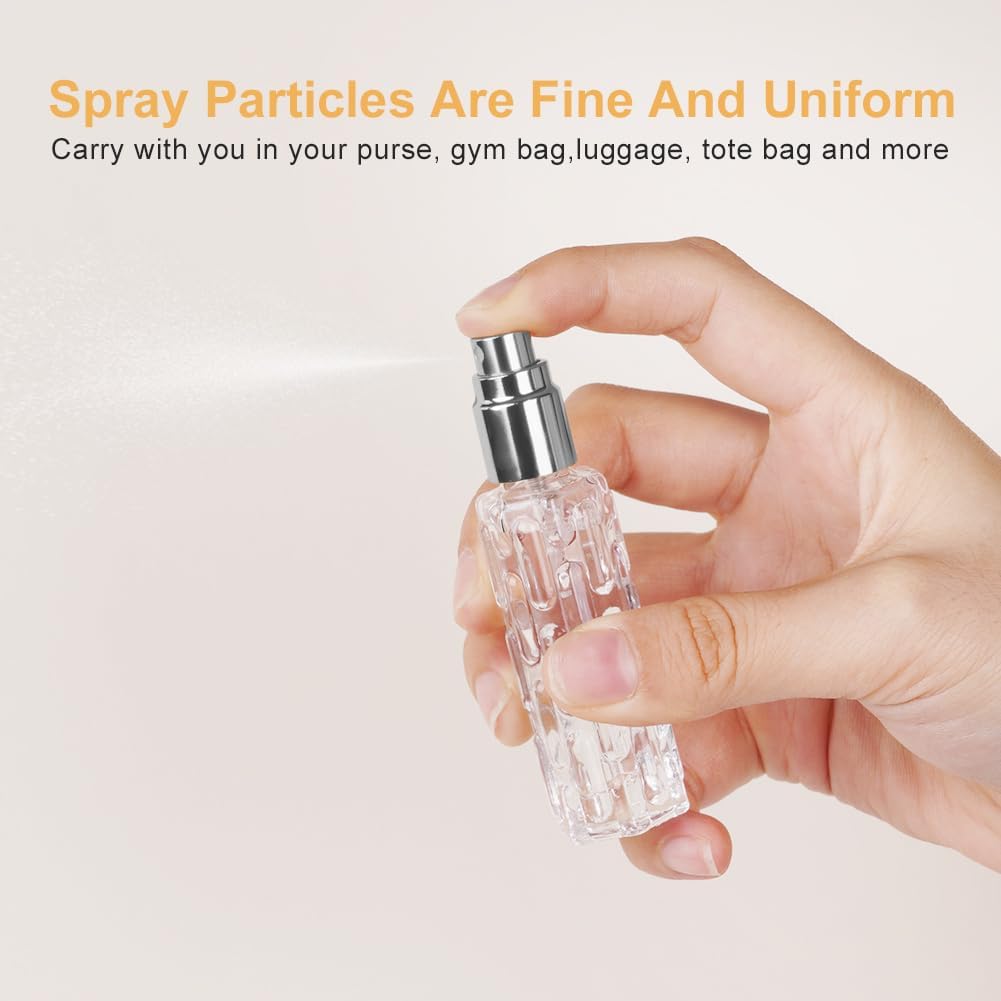Detalle 2 de LOPHE Porta profumo da viaggio ricaricabile in vetro da 10 ml con atomizzatore (4 pezzi) argento