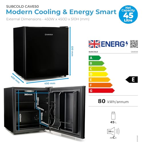 Detalle de Subcold Cave50 Beer Fridge | 44 Cans, 0-8°C, Solid Door, Black